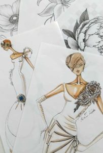 Bozzetti abiti fiori sposa cerimonia