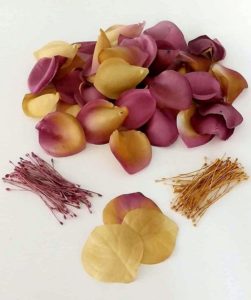 Elementi tralcio floreale vintage calle petali foglie seta pura dipinta