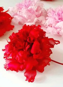 Fiore Alta Moda peonia in seta dipinta a mano accessorio couture