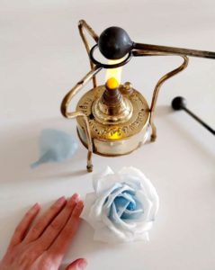 Fornelletto scaldautensili fiori tessuto modellazione petali flower making