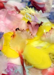 Petali artigianali handmade organza raso velluto dipinti