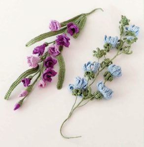 Rametti crochet moda lavanda e fiori selvatici per decori