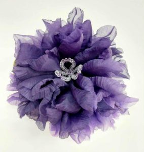 Spilla Fiore fantasia in voile di seta pura dipinto mano accessorio cerimonia