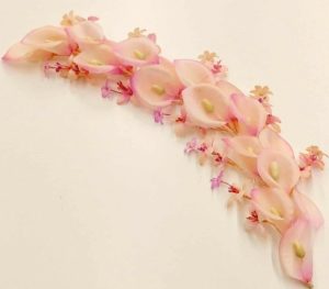 Tralcetto dipinto damigella calle fiori lilla seta margherite